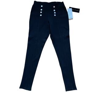 BLACK SKINNY PONTE PANTS WITH DECORATIVE GOLD BUTTONS-VERY STRETCHY, GREAT FIT!